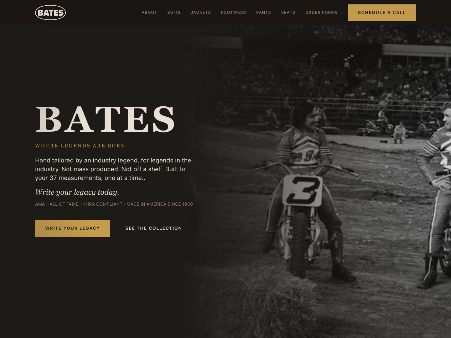 Bates Leathers website screenshot - built by TheGoodSite.co