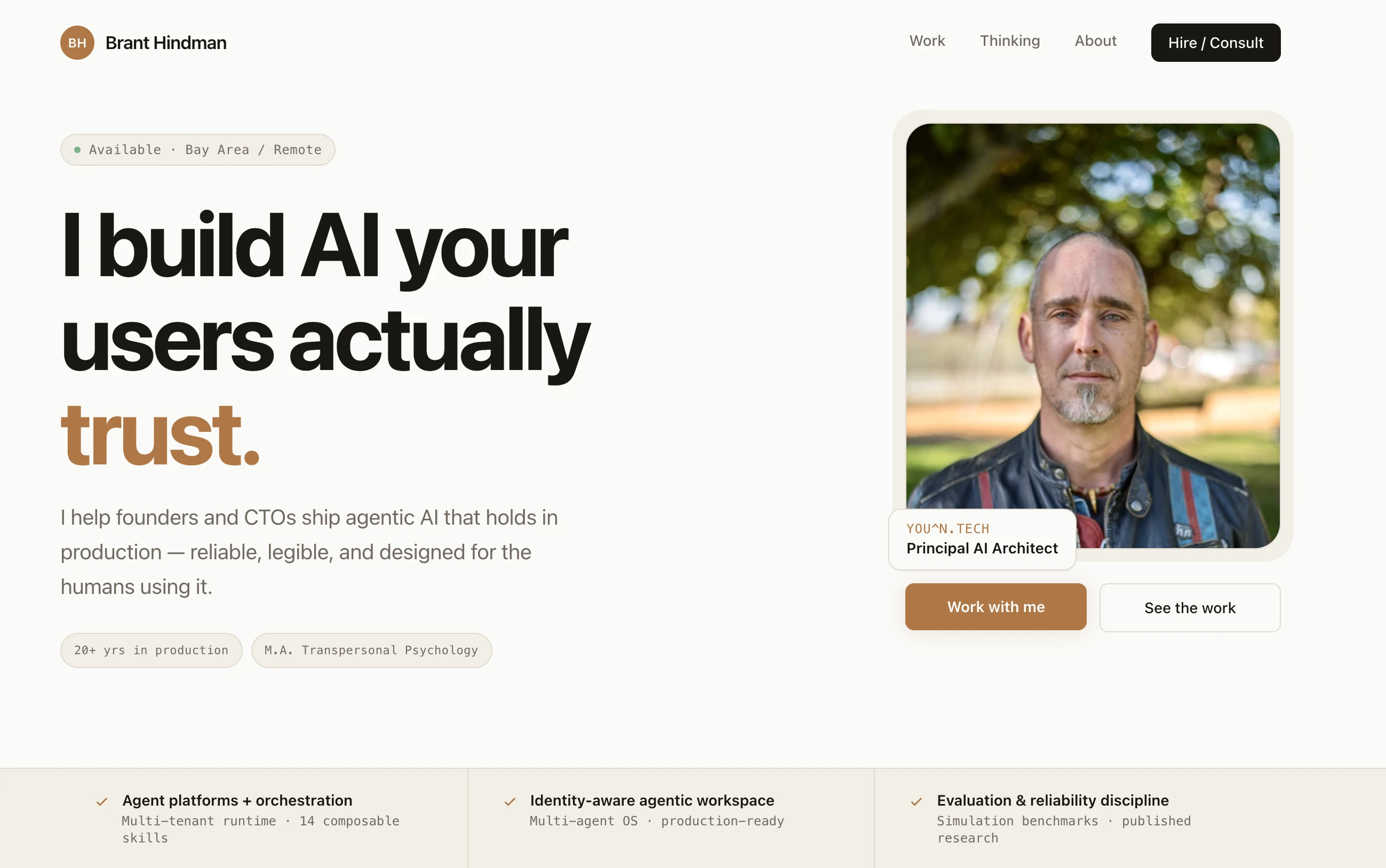 Brant Hindman website screenshot - built by TheGoodSite.co