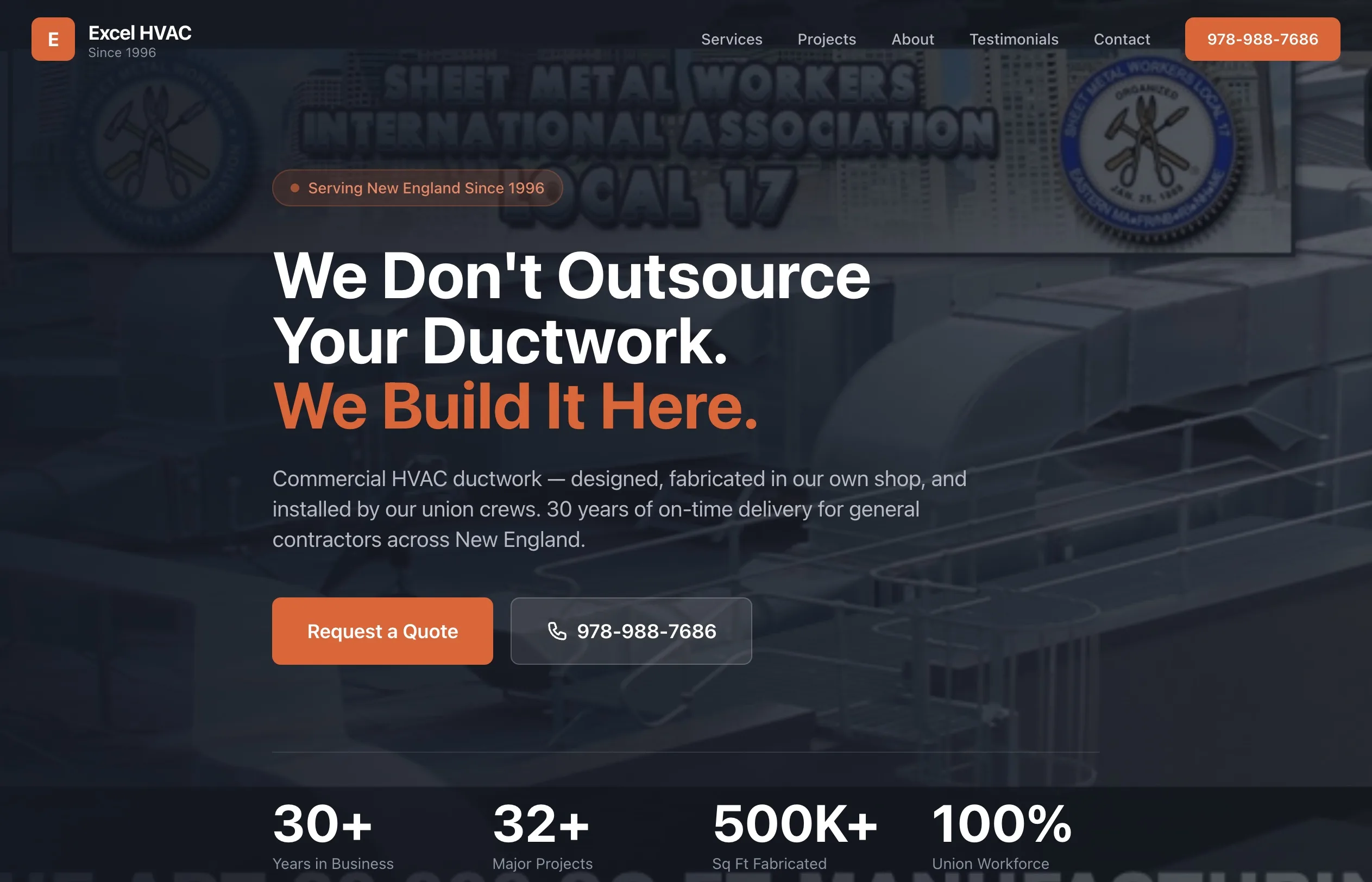 Excel HVAC website screenshot - built by TheGoodSite.co